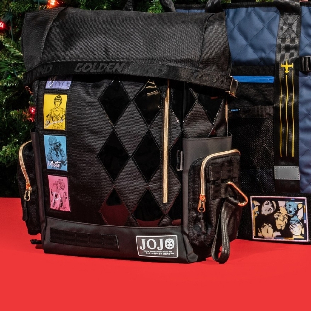 Jojo Bizarre Adventure Atsuko Golden Wind Patches RollTop Backpack Atsuko